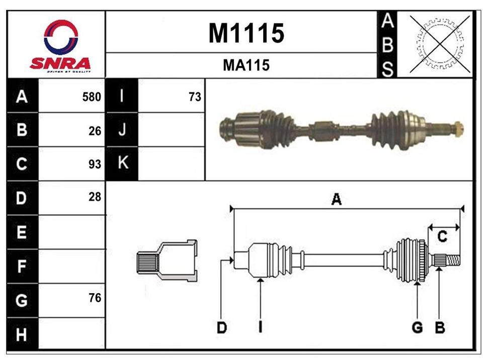 SNRA M1115 Drive shaft M1115