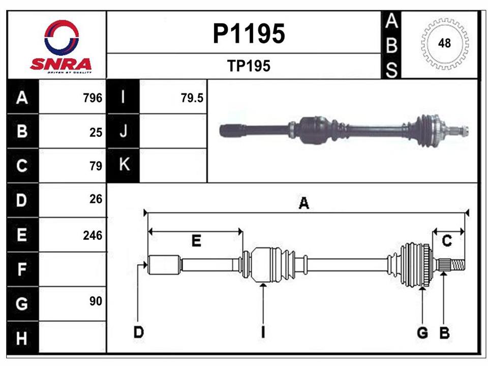 SNRA P1195 Drive shaft P1195