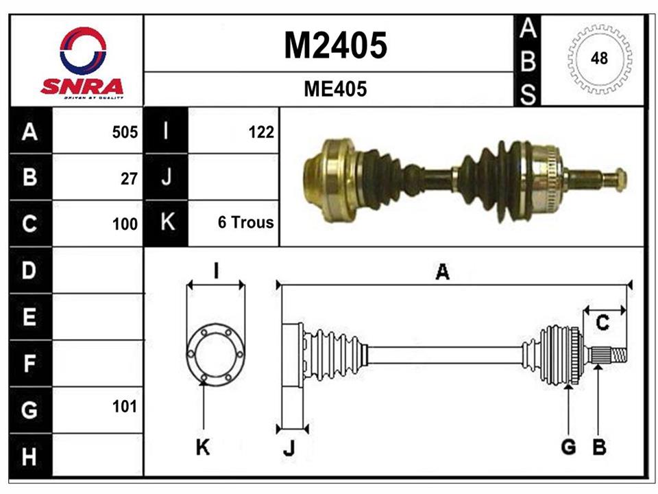 SNRA M2405 Drive shaft M2405