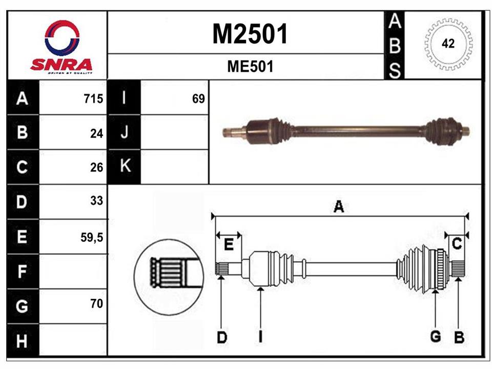 SNRA M2501 Drive shaft M2501