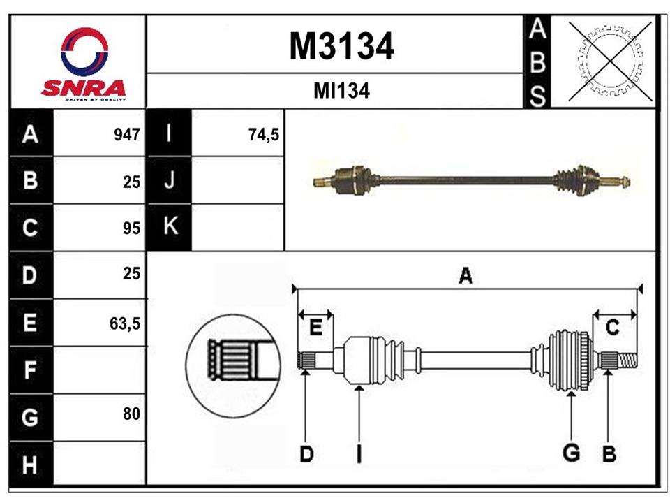 SNRA M3134 Drive shaft M3134