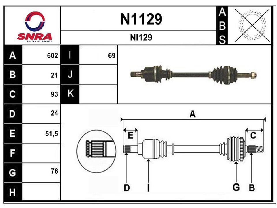 SNRA N1129 Drive shaft N1129