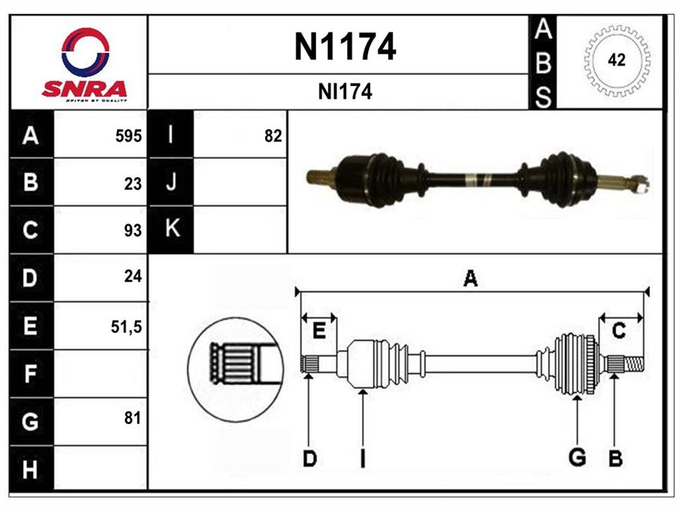 SNRA N1174 Drive shaft N1174