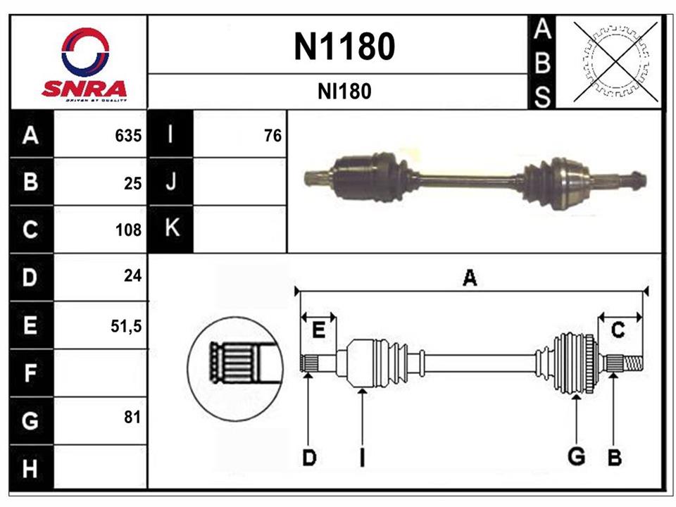 SNRA N1180 Drive shaft N1180
