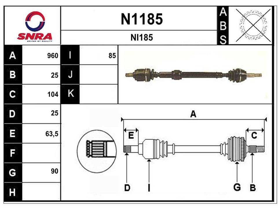 SNRA N1185 Drive shaft N1185