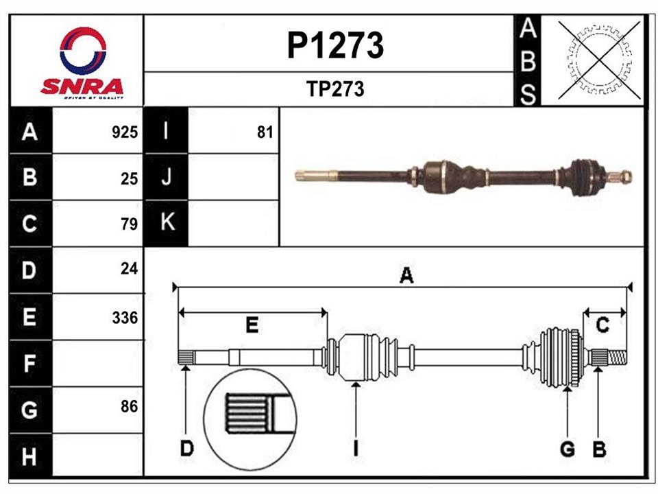 SNRA P1273 Drive shaft P1273