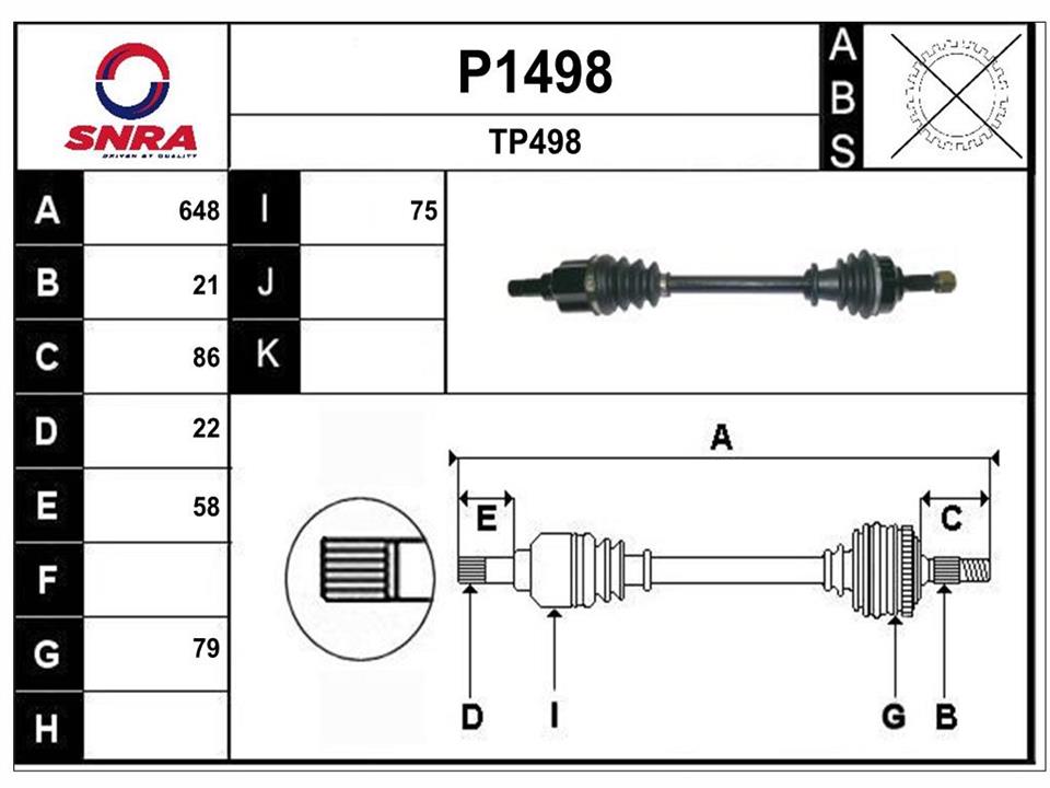 SNRA P1498 Drive shaft P1498