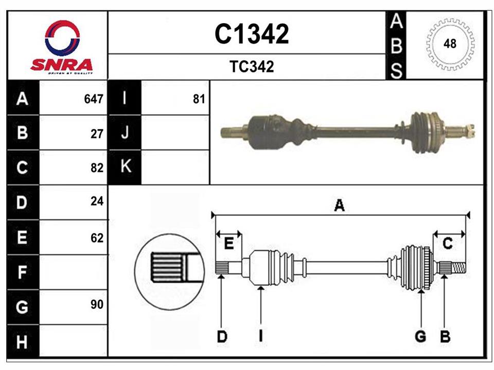 SNRA C1342 Drive shaft C1342