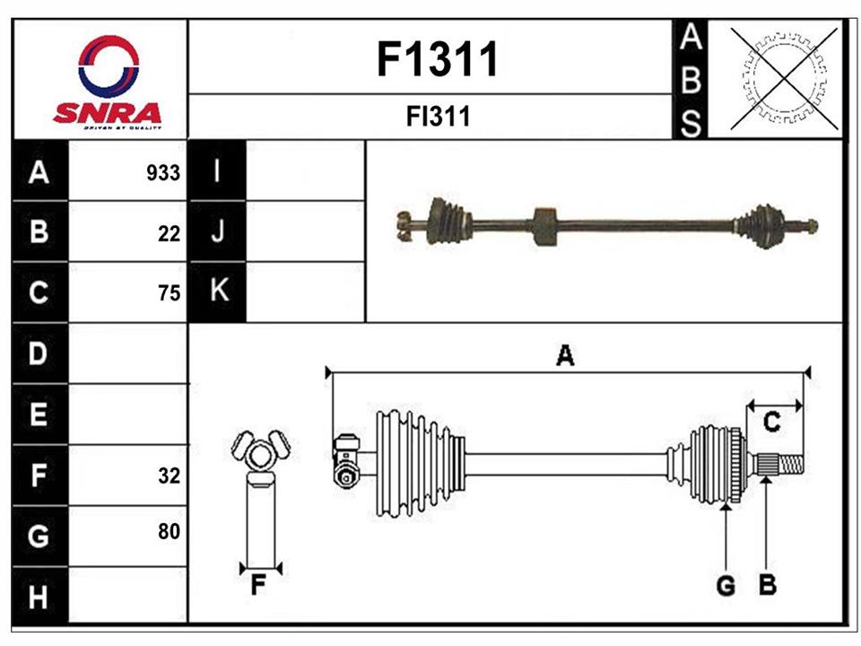 SNRA F1311 Drive shaft F1311