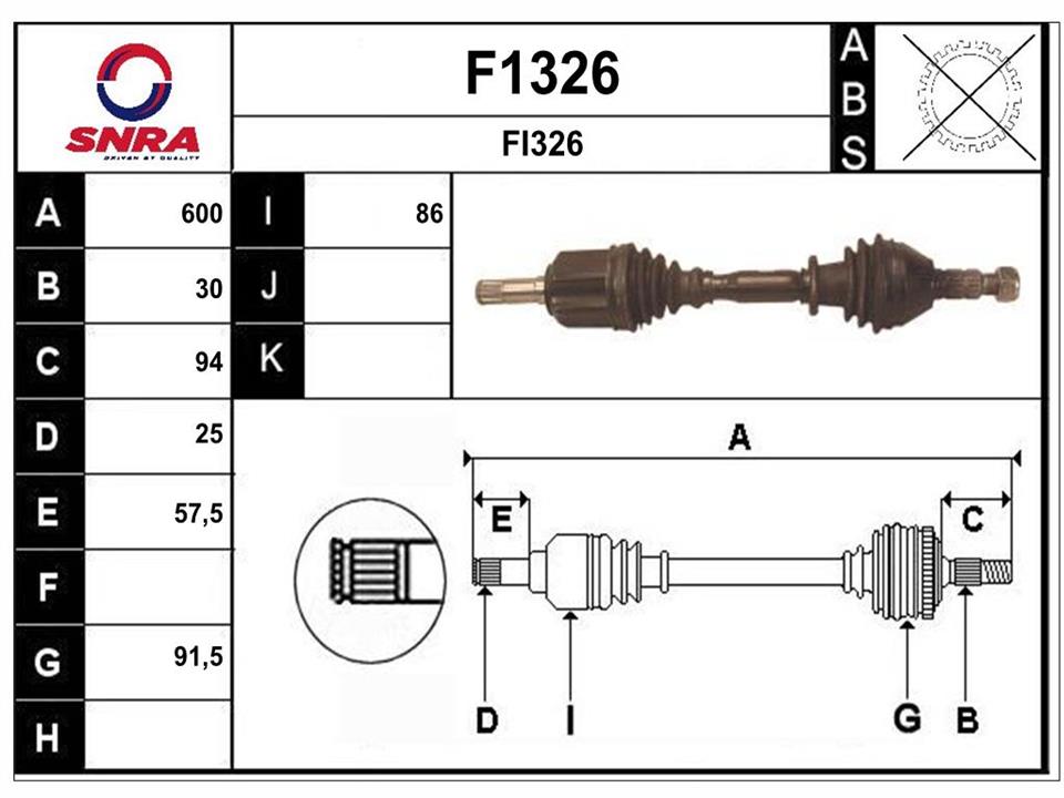 SNRA F1326 Drive shaft F1326