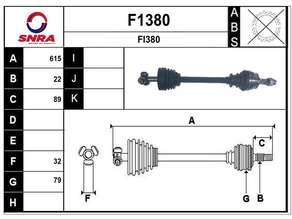 SNRA F1380 Drive shaft F1380