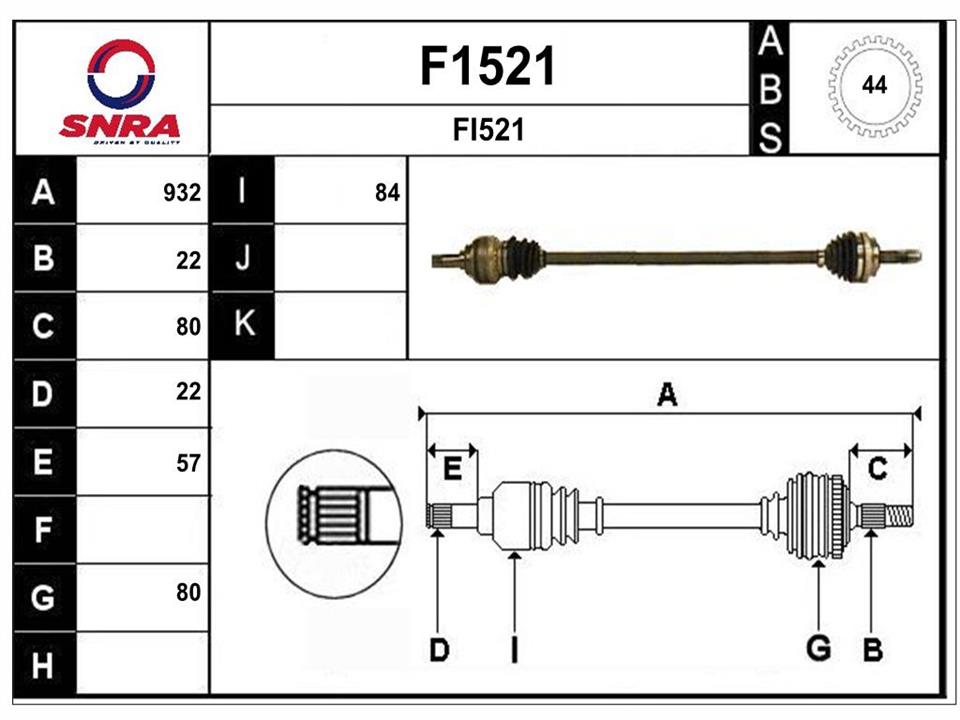 SNRA F1521 Drive shaft F1521