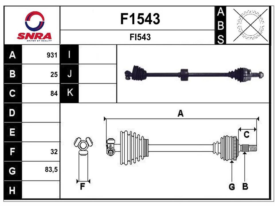 SNRA F1543 Drive shaft F1543