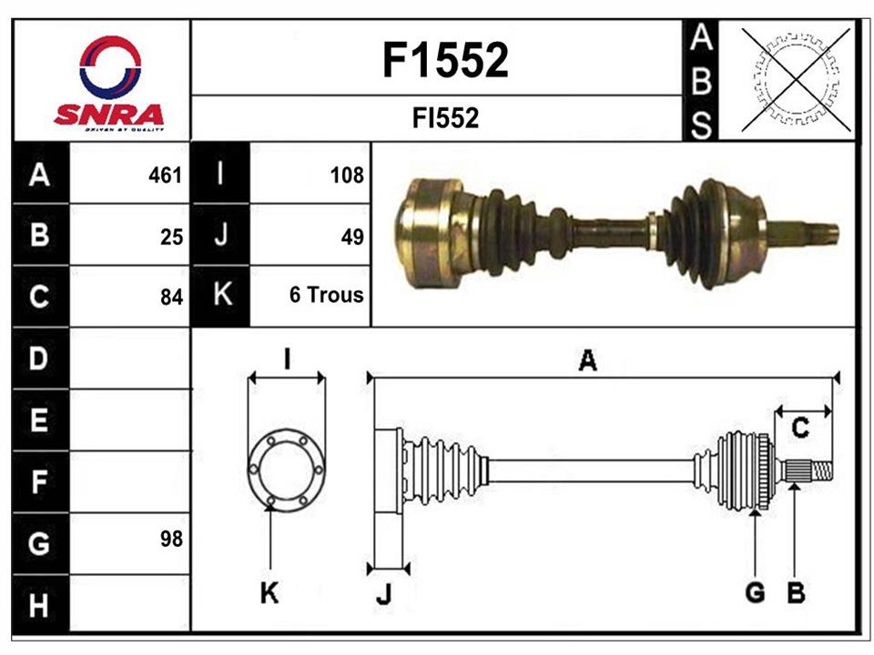 SNRA F1552 Drive shaft F1552