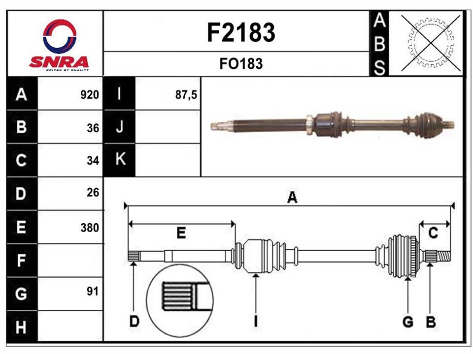 SNRA F2183 Drive shaft F2183