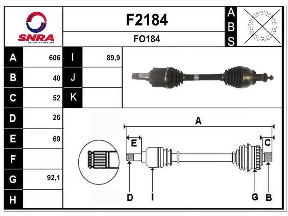 SNRA F2184 Drive shaft F2184
