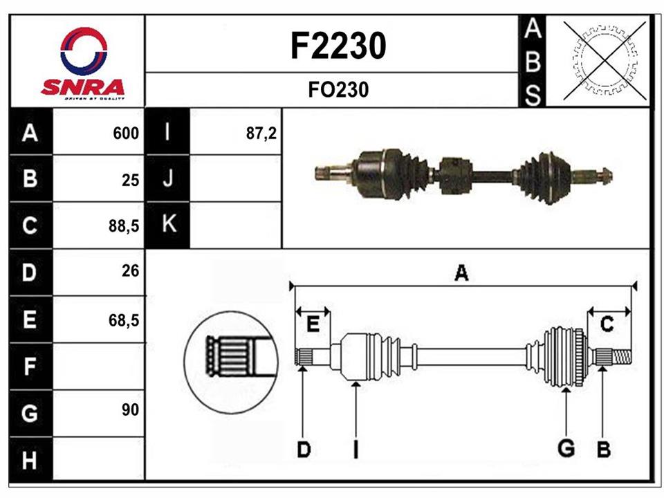 SNRA F2230 Drive shaft F2230