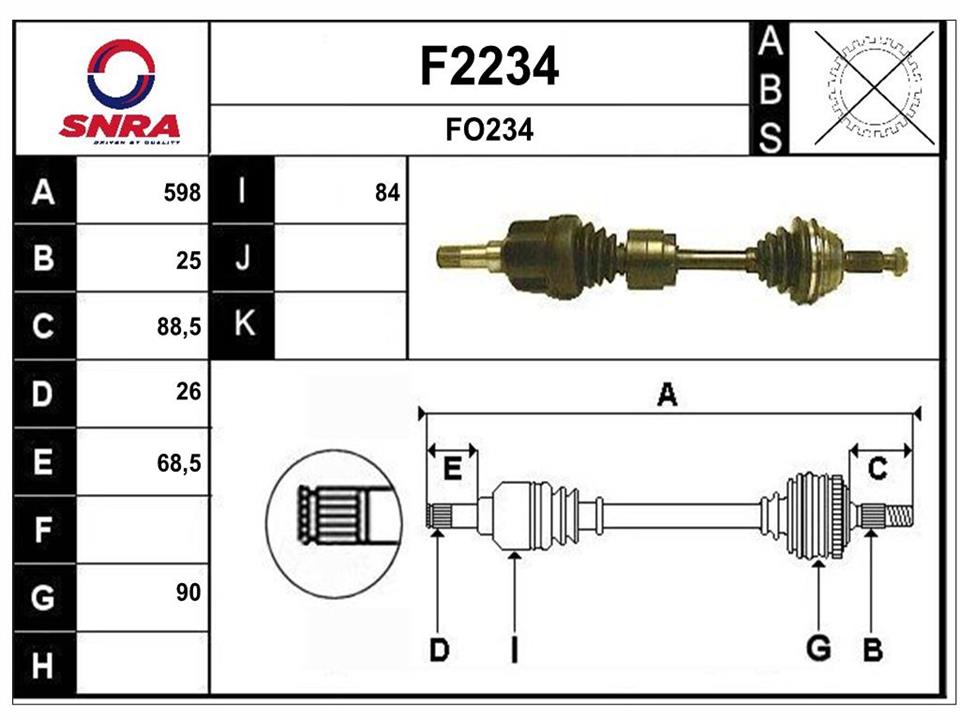 SNRA F2234 Drive shaft F2234