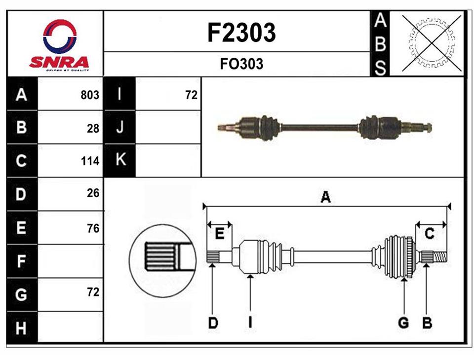 SNRA F2303 Drive shaft F2303