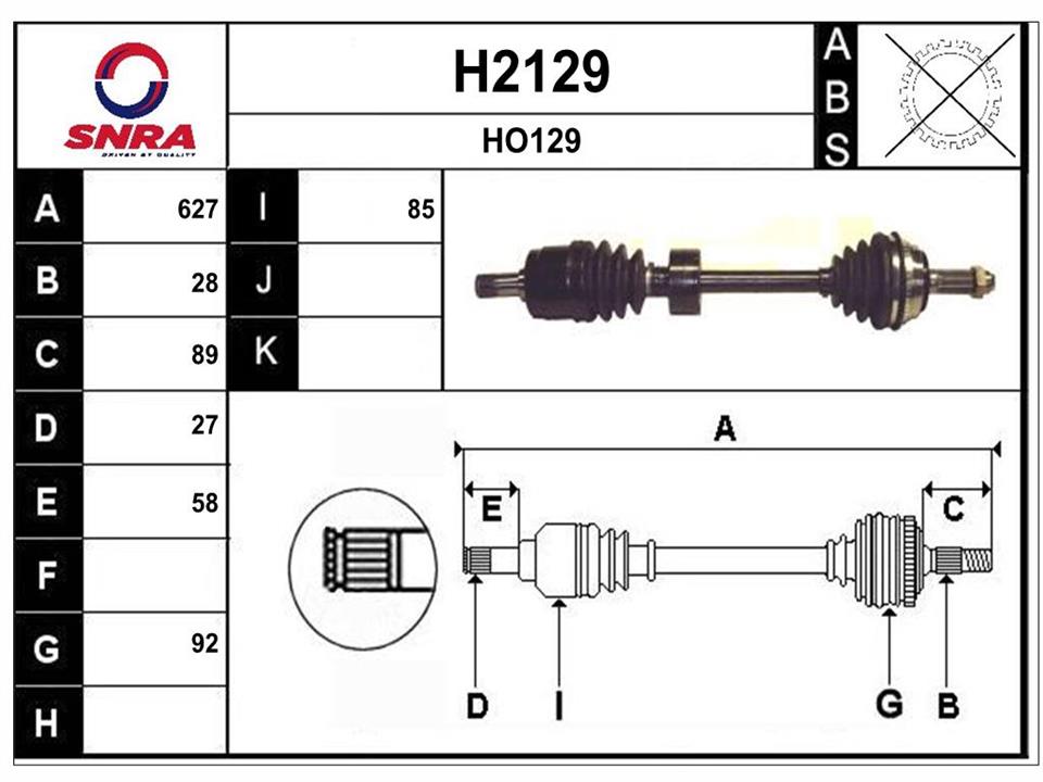 SNRA H2129 Drive shaft H2129