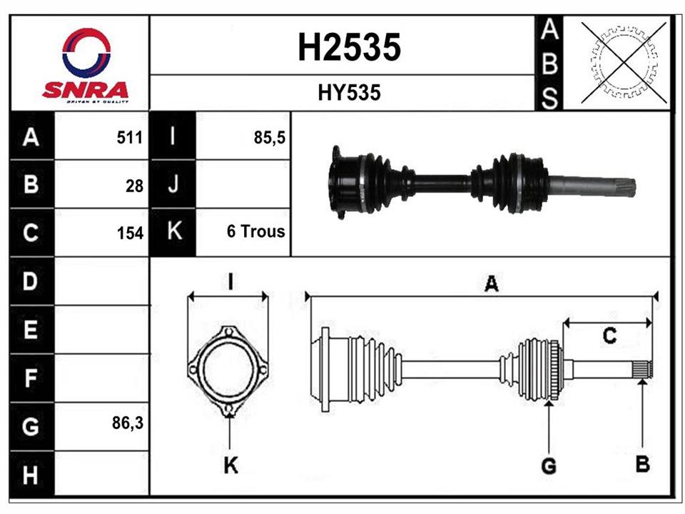SNRA H2535 Drive shaft H2535