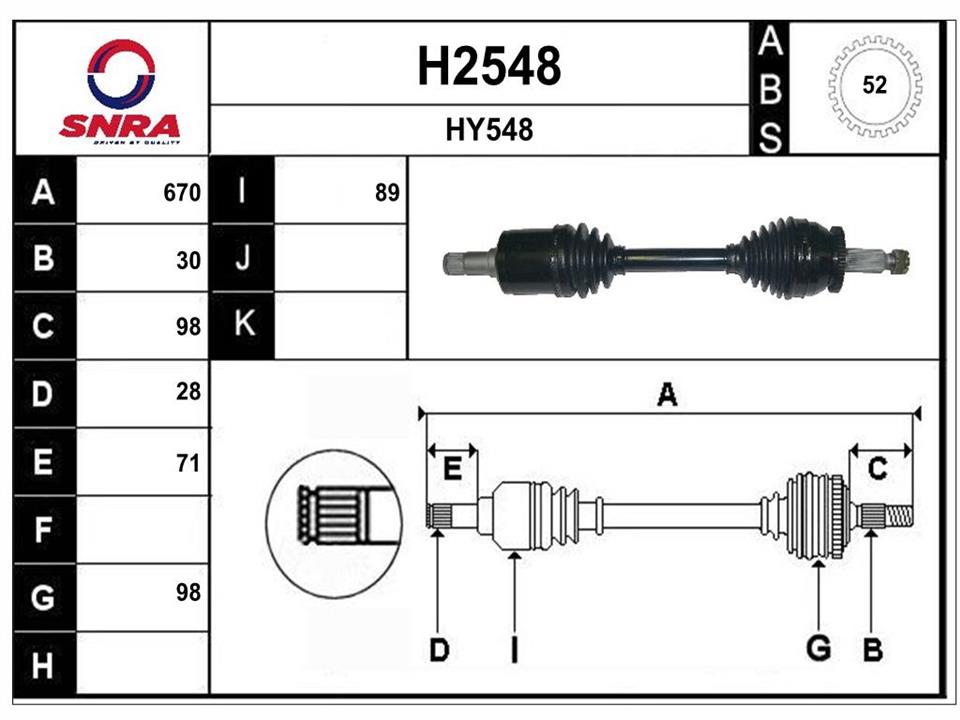 SNRA H2548 Drive shaft H2548