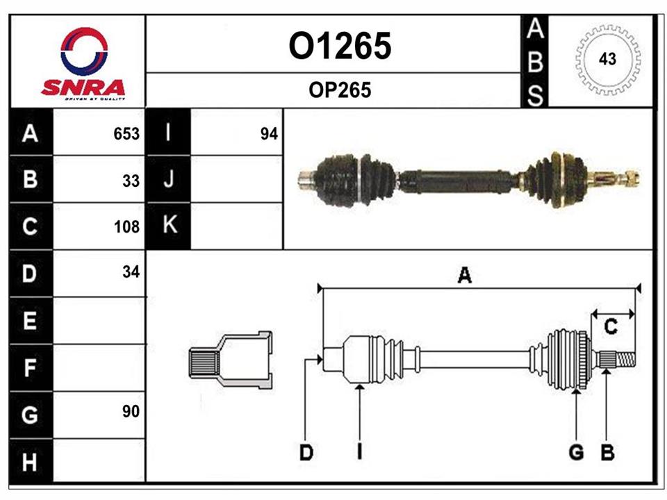 SNRA O1265 Drive shaft O1265