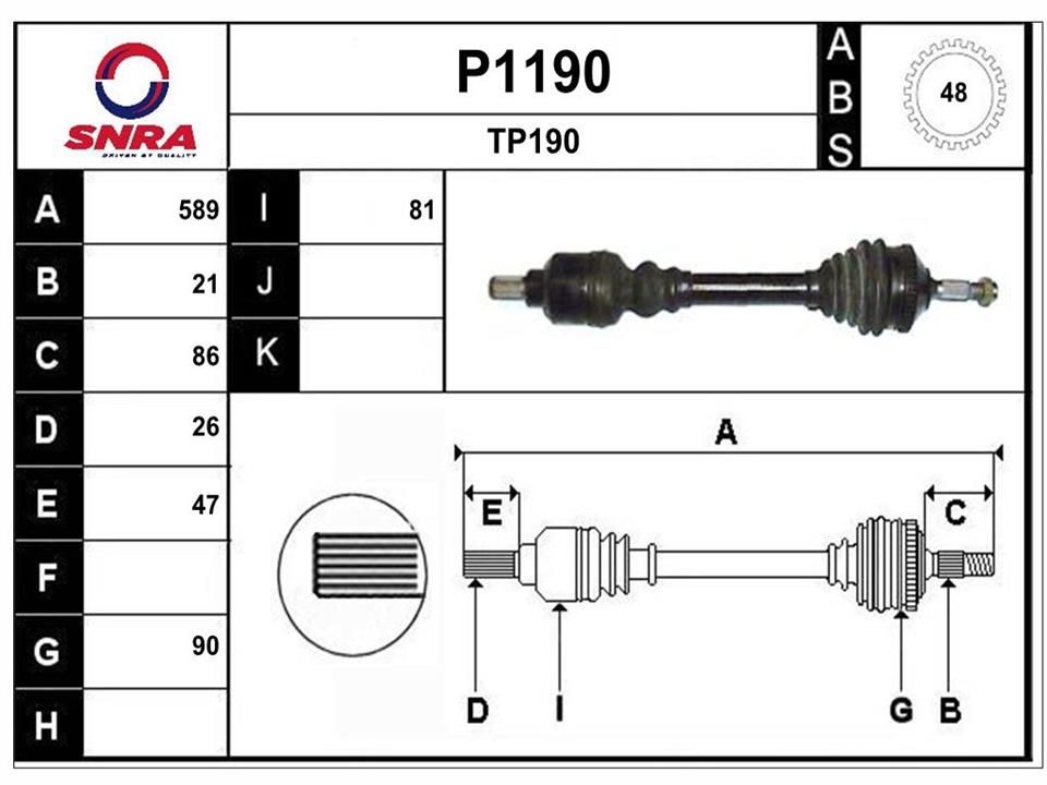 SNRA P1190 Drive shaft P1190