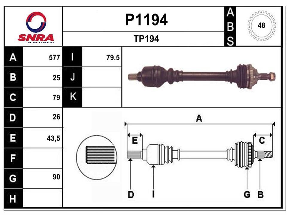 SNRA P1194 Drive shaft P1194