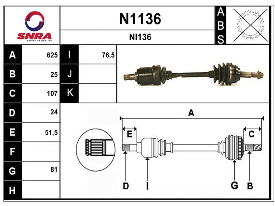 SNRA N1136 Drive shaft N1136