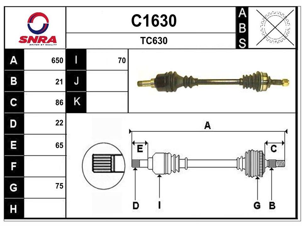 SNRA C1630 Drive shaft C1630