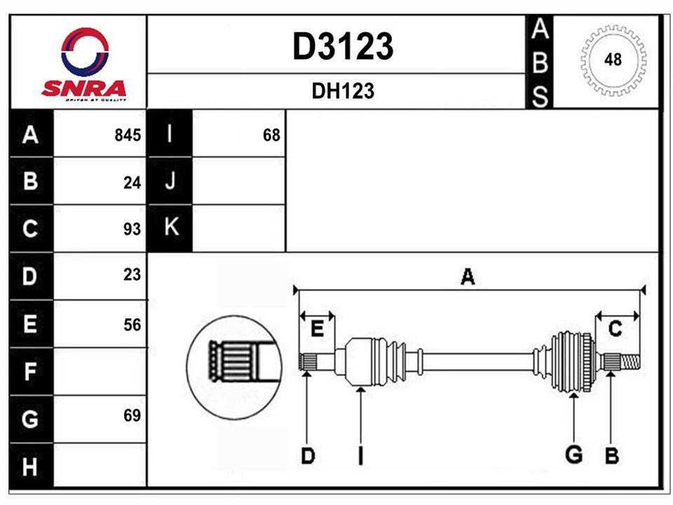 SNRA D3123 Drive shaft D3123
