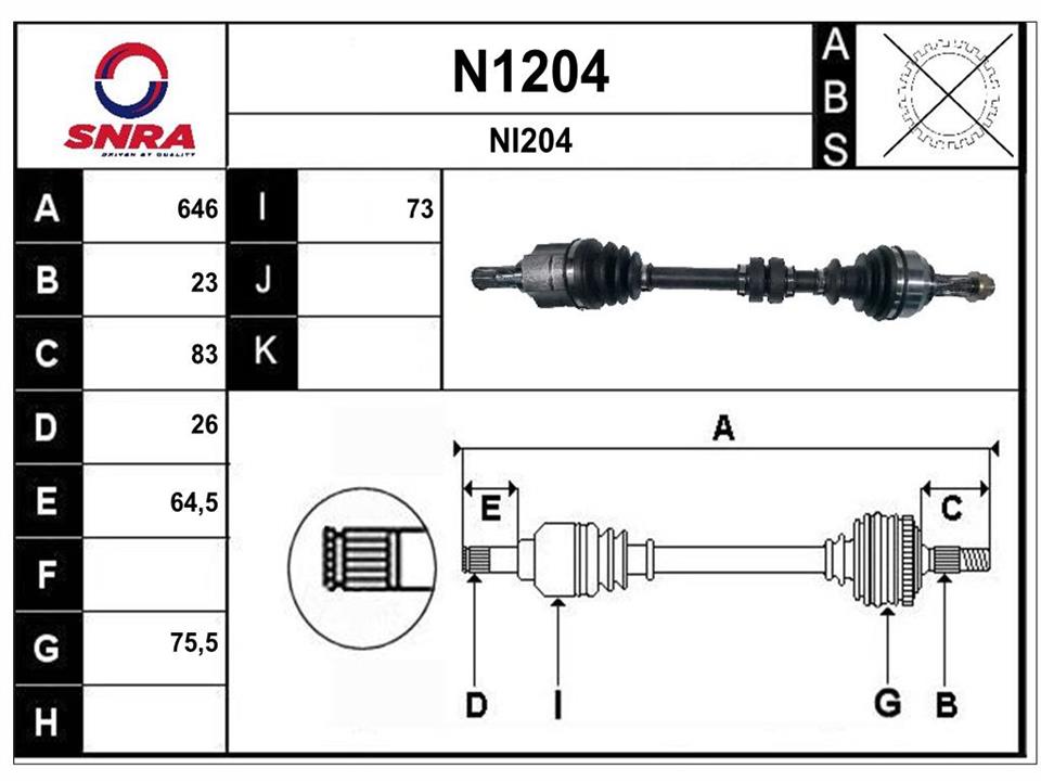SNRA N1204 Drive shaft N1204