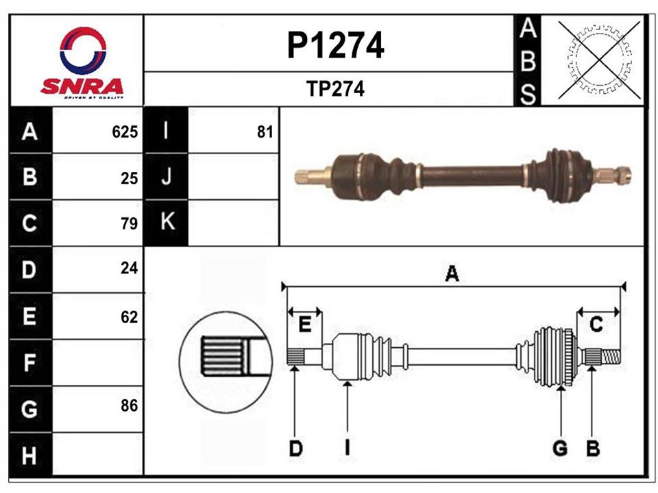SNRA P1274 Drive shaft P1274