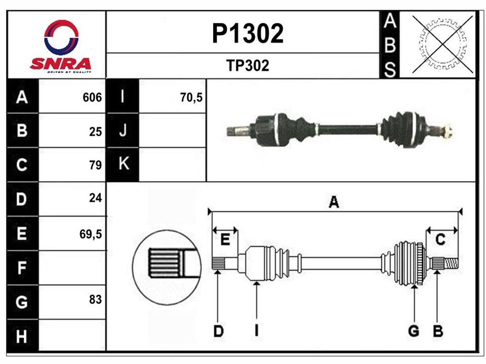 SNRA P1302 Drive shaft P1302