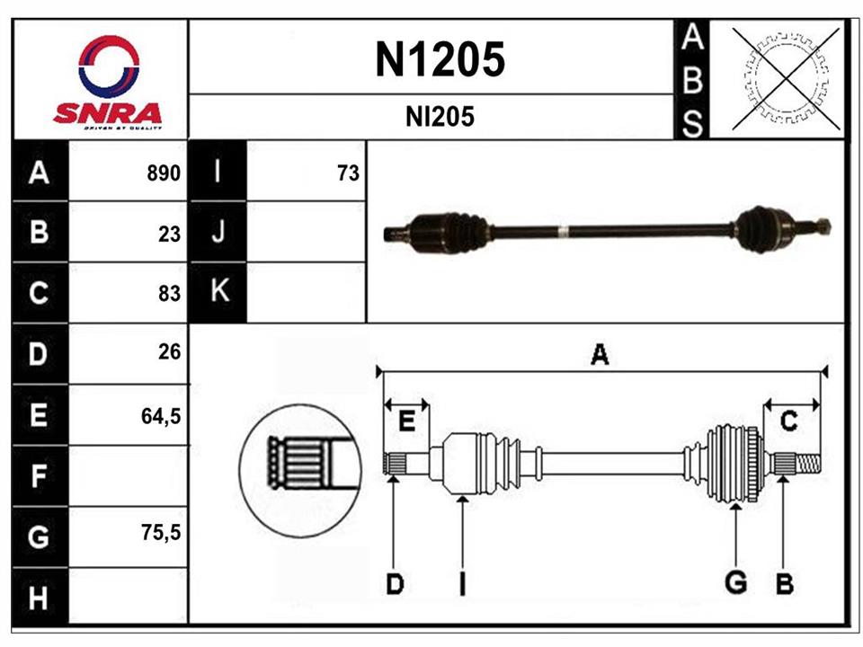 SNRA N1205 Drive shaft N1205