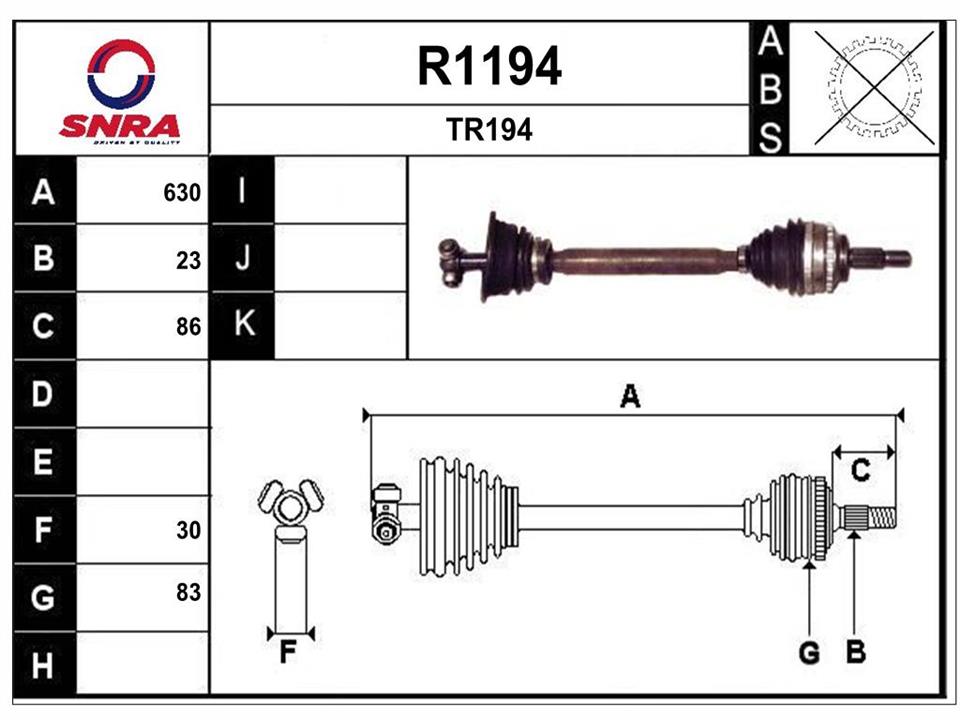 SNRA R1194 Drive shaft R1194