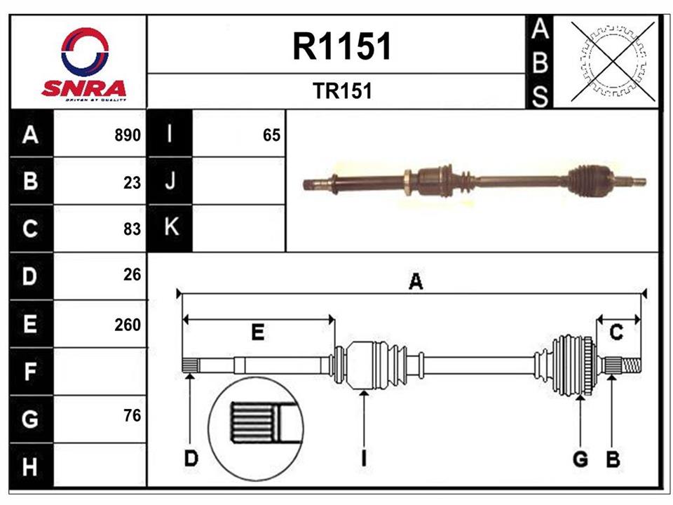 SNRA R1151 Drive shaft R1151