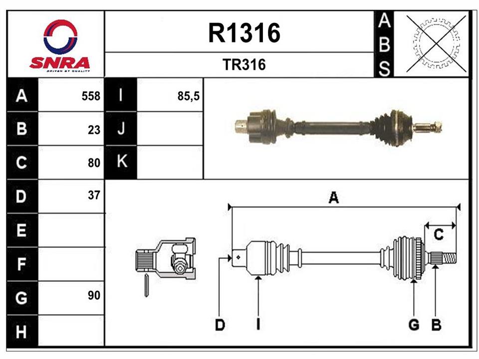 SNRA R1316 Drive shaft R1316