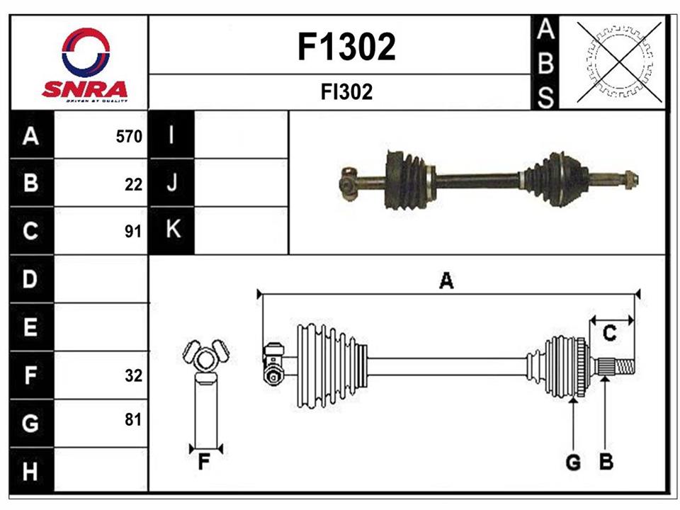 SNRA F1302 Drive shaft F1302