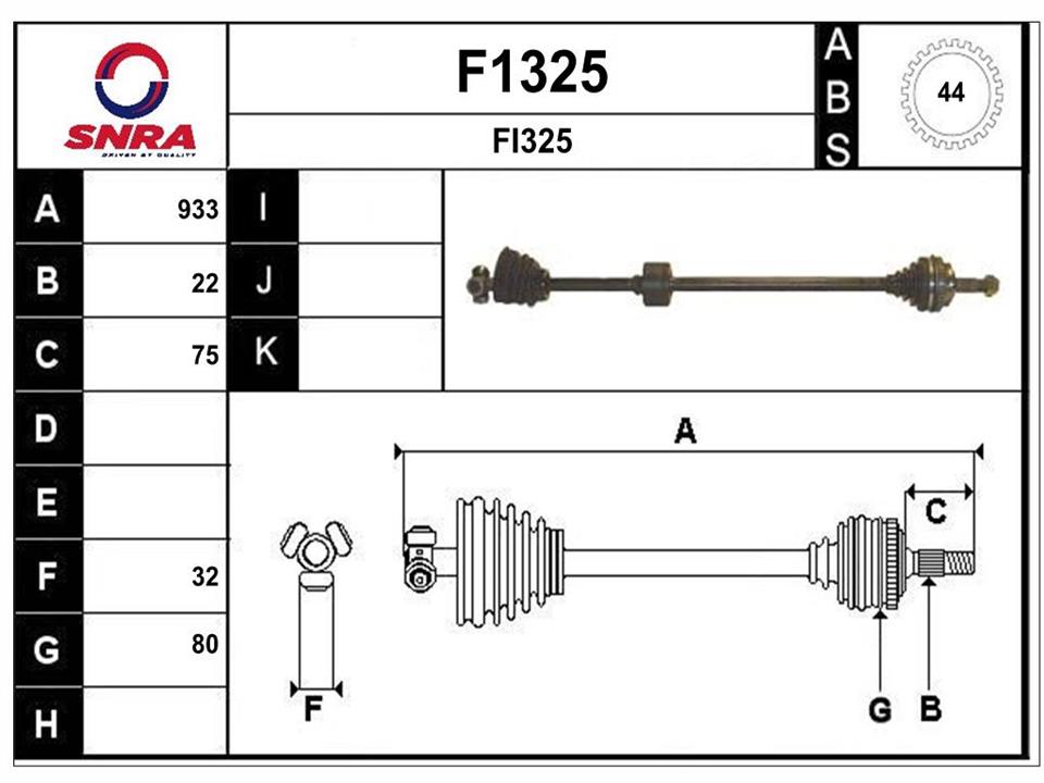 SNRA F1325 Drive shaft F1325