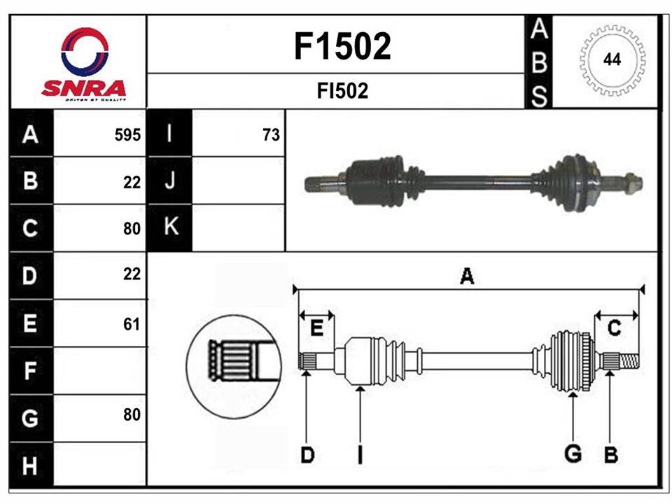 SNRA F1502 Drive shaft F1502