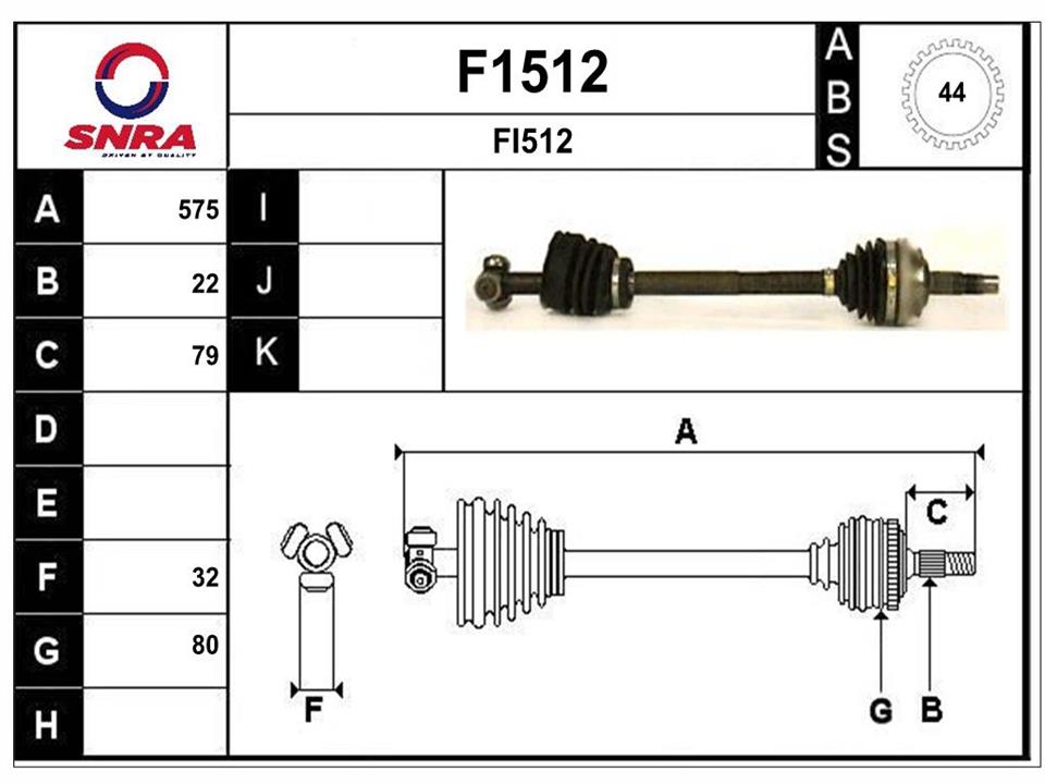 SNRA F1512 Drive shaft F1512