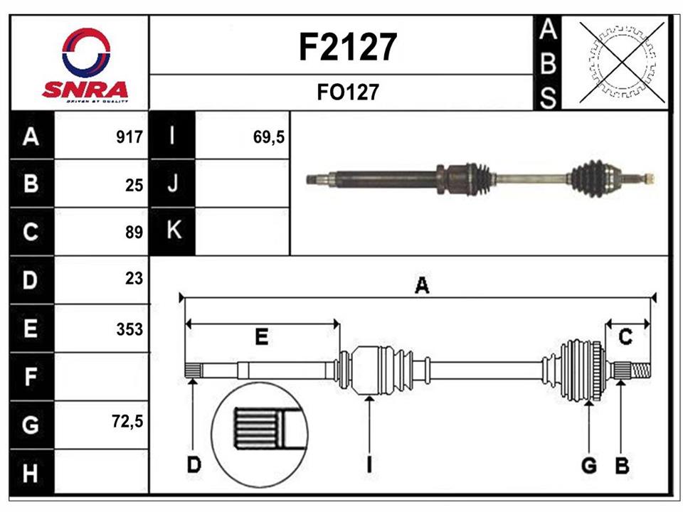 SNRA F2127 Drive shaft F2127
