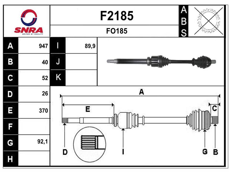 SNRA F2185 Drive shaft F2185