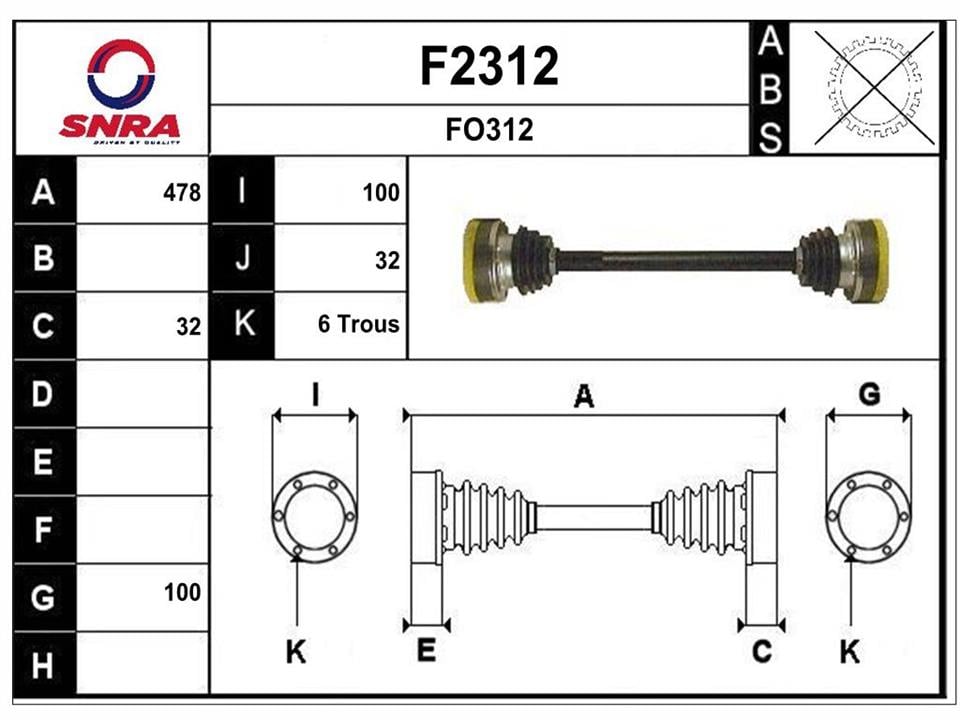 SNRA F2312 Drive shaft F2312