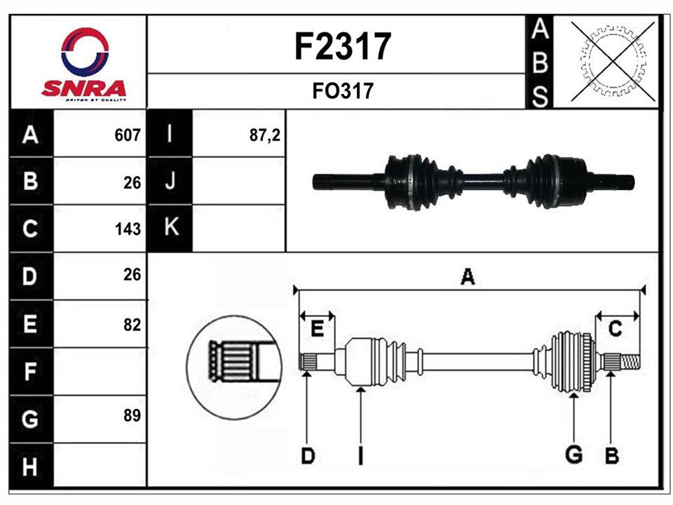 SNRA F2317 Drive shaft F2317