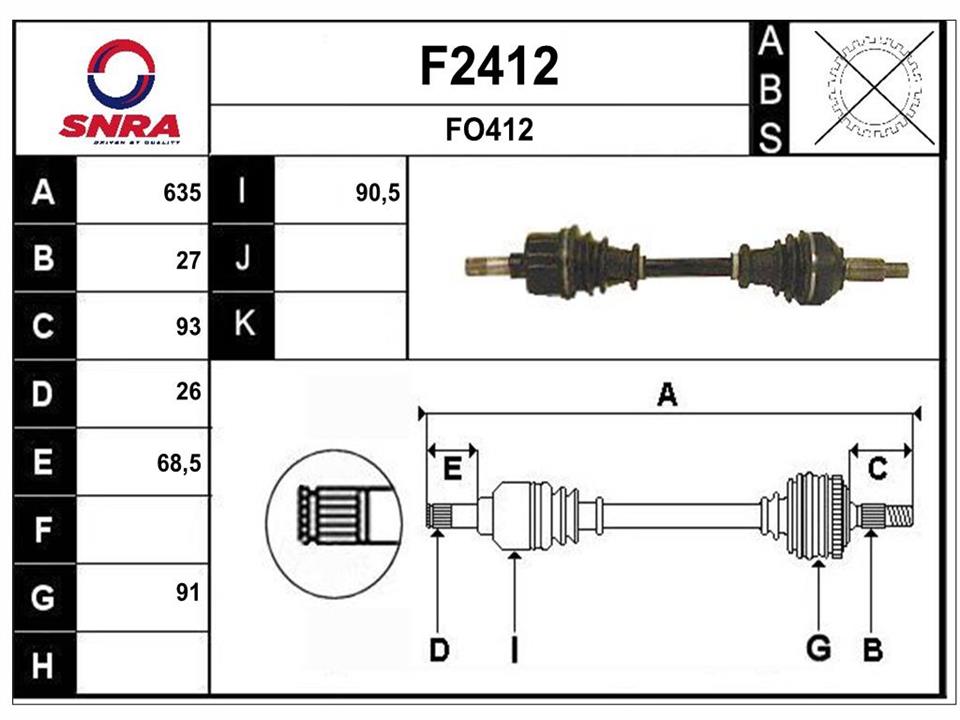 SNRA F2412 Drive shaft F2412