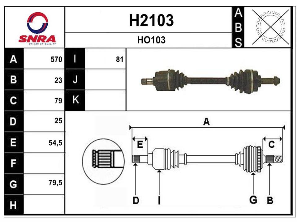 SNRA H2103 Drive shaft H2103