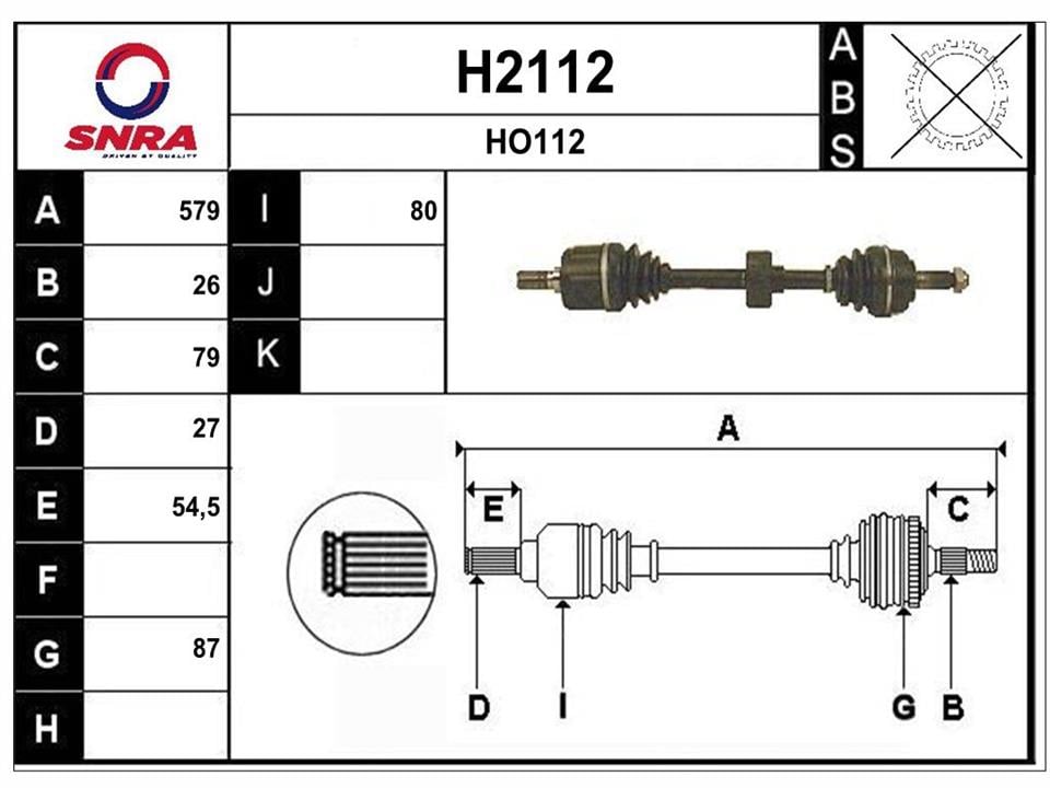 SNRA H2112 Drive shaft H2112